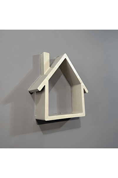 Yenimiyeni Ev Şekilli Dekoratif Duvar Rafı Gri