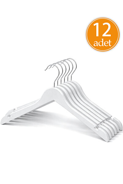 Koçyiğit Plastik Premium Kalite 12'lı Plastik Elbise Askısı - Beyaz