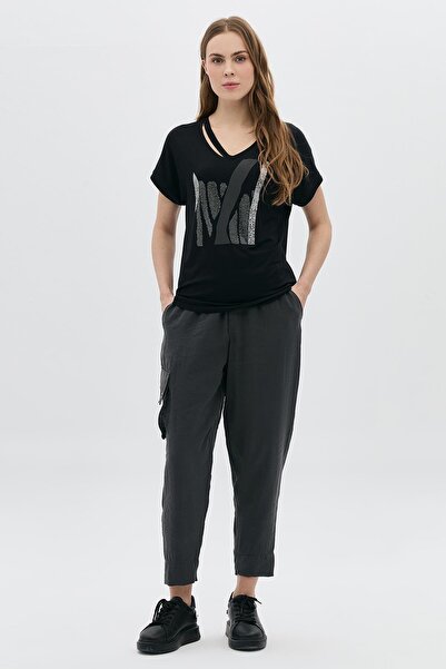 DAIDO Yaka Detaylı Bsn'li Taşlı T-Shirt