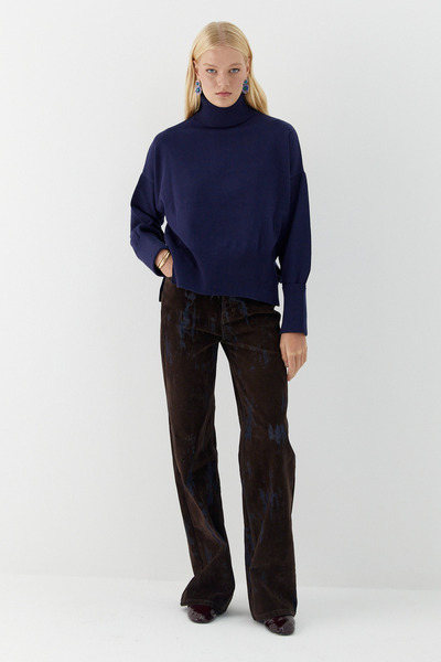 MARKALİSTE basic Pulover tricotat înalt albastru bleumarin