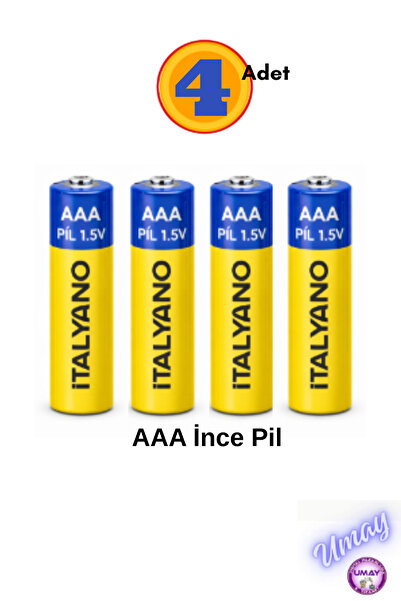 İtalyano Power 4 Adet R03 AAA İnce Kalem Pil 1.5V – Kumanda, Saat, Oyuncak ve...