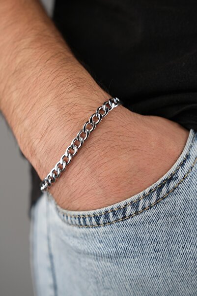 Jack Ferrero سوار جلدي للرجال بقفل فولاذي لا يترك لونًا