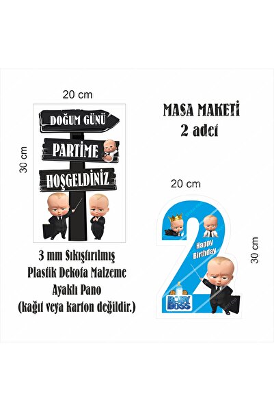 SİYAH PARTİ EVİ Patron Bebek 2 Yaş Doğum Günü Maketi / Pasta Süsü Seti
