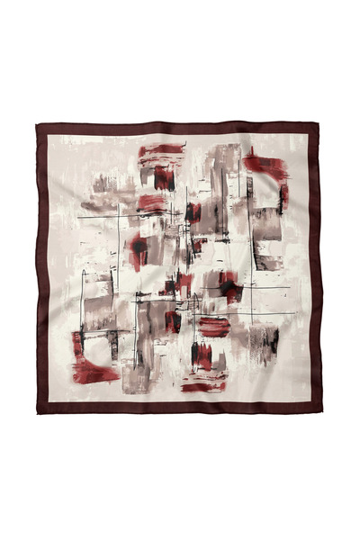 Sultan İpek Geometrik Desenli Fular / Bandana 70x70cm