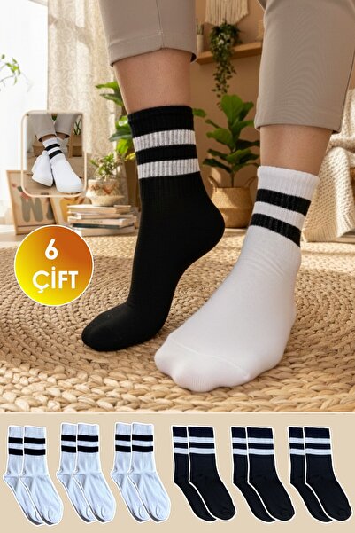 YASYAS 6 Çift Unisex Yetişkin ve Çocuk Tenis Kolej Spor Çorap