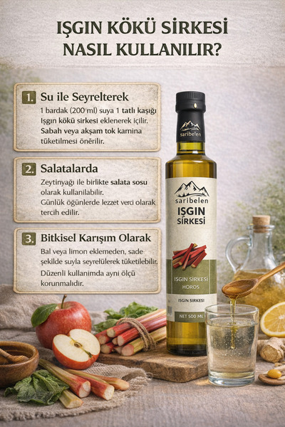 sarıbelen Işgın Kökü Sirkesi 500 ml - Fermente Sirke