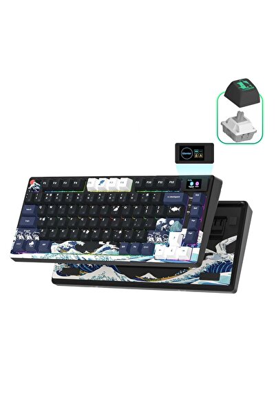 Timebox Μηχανικό Πληκτρολόγιο Gaming 75% Οθόνη LCD Μαύρο Ασύρματο Hot Swap 82...