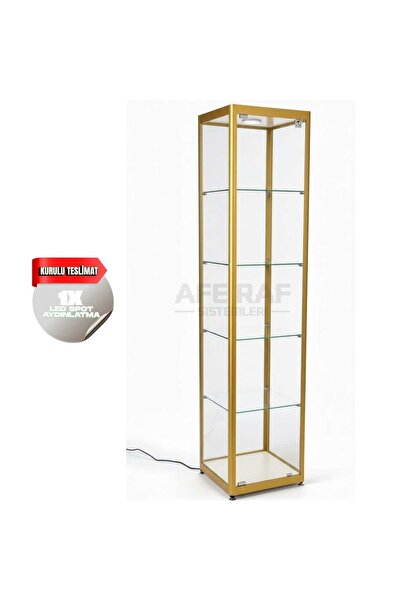 AZUCABİN Camlı Vitrin - Camlı Dolap - Camlı Koleksiyon Vitrini - Vitrin -180x...