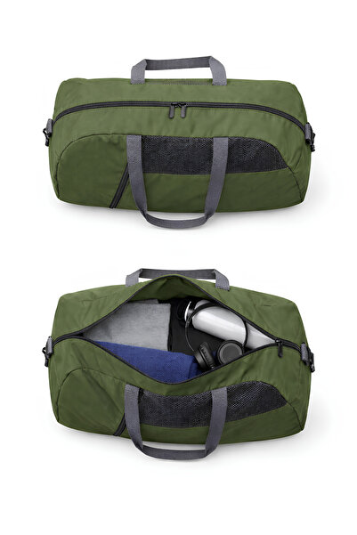 MUCCO Geantă de sport de călătorie de mână Kaff mare kaki cu buzunar frontal ...