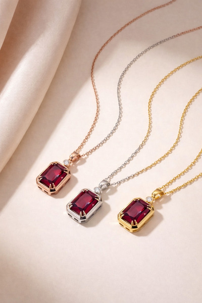 eva'sjewellery diamond Doğal Pırlantalı 925 Gerçek Gümüş Yakut Kolye, Kadınla...