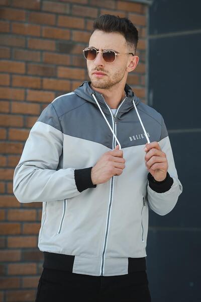 Oksit Believe Baskılı Suya Dayanaklı Slim Fit Erkek Mevsimlik Mont Yağmurluk