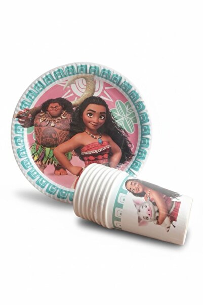 Cadde Süs Moana Temalı Tabak Bardak 8'li Set