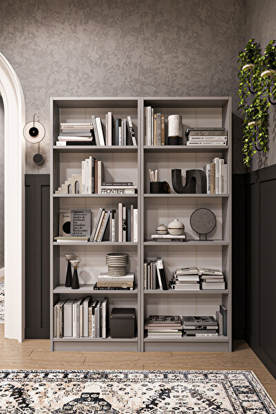 asratrend 5 Raflı (5 BÖLMELİ) 2 Modüllü Kitaplık Çalışma Odası Ofis Modern De...