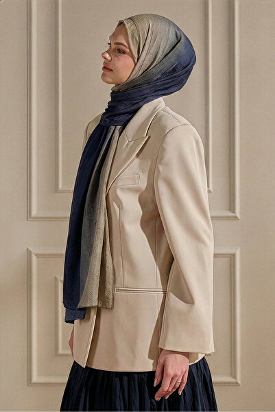 SilkTouch Bej Degrade Desen Kraş Şal