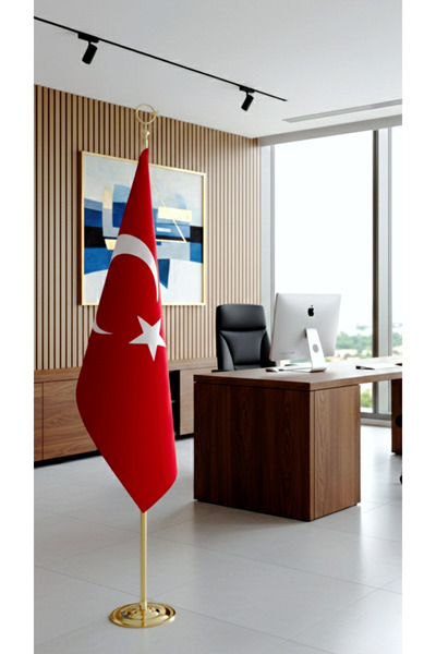 bayrakal Makam Bayrağı, Türk Bayrağı, Simsiz Sarı Direkli 225cm, Ofis Bayrağı...