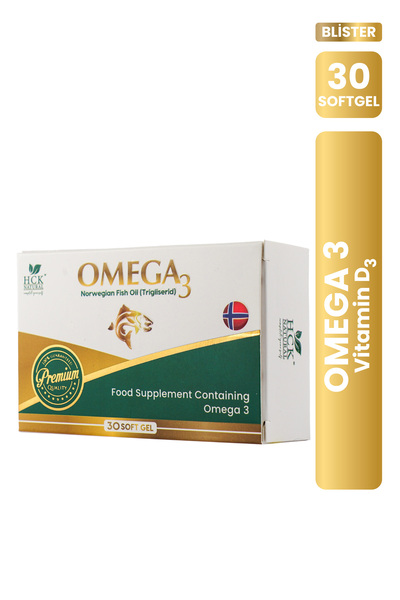 HCK NATURAL Omega 3 1000mg Balık Yağı İçeren Takviye Edici Gıda 30 Yumuşak Ka...