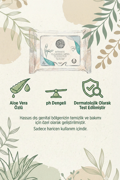 Papilion Aloe Vera Özlü İntim Temizleme Mendili Islak Yetişkin 20 Yaprak Intimate Cleansing Wipes