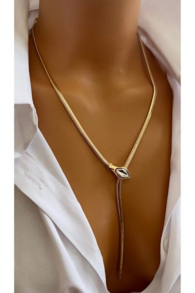 Nevaa Still Gold Çelik Yılan Kolye