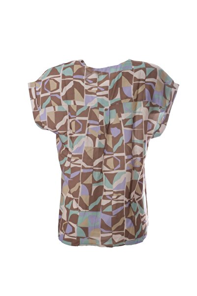 Canel Bluză minimalistă supradimensionată pentru femei, cu decolteu în V și m...