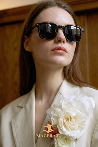 MACERATİ نظارات شمسية للنساء والرجال UV400 زجاج Ce معتمدة باللون الأسود
