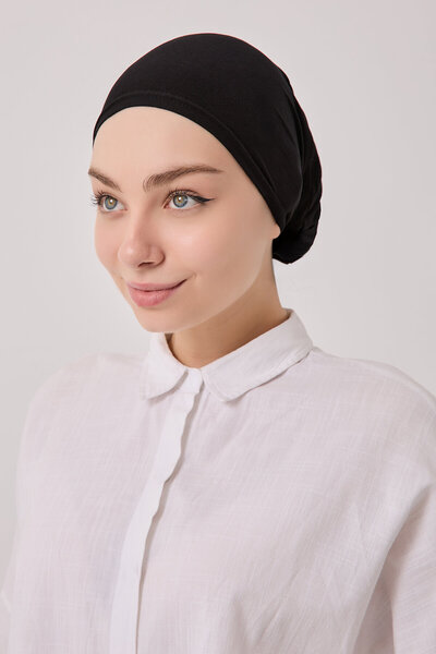 SilkTouch عمامة سوداء للحجاب مع غطاء رأس