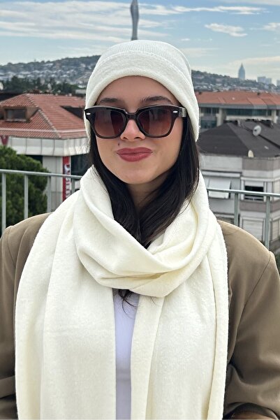 Mollycrush Set de beretă și eșarfă ecru de iarnă pentru femei |   Set elegant...