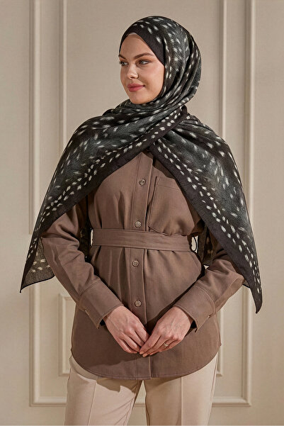 SilkTouch Kahve Vizon Bambi Desenli Kraş Şal