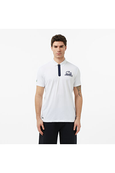 Lacoste Paris Masters Erkek Regular Fit Baskılı Beyaz Polo