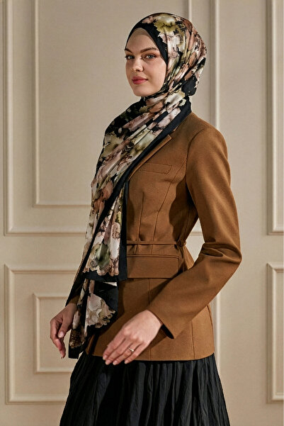 SilkTouch Black Marble Cloud Patterned French Silk Shawl
