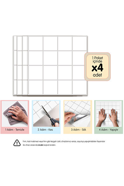 Stickez Tiles 3d Kendinden Yapışkanlı Duvar Karosu 30,5 cm x 30,5 cm (4 ADET)...