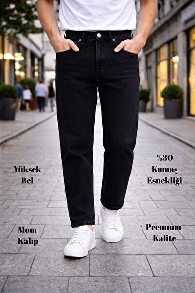 CEDY DENIM Blugi bărbați cu talie înaltă Skinny Leg - Loose Mom Jean C333-negru