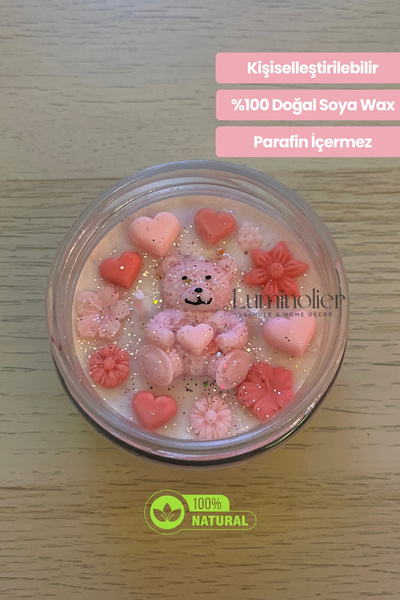 Luminolier Ayıcıklı Kavanoz Mum | %100 Doğal Soya Wax | Kişiselleştirilebilir...