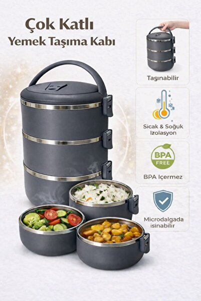 Zeria Home FreshBox 3 Katlı Sızdırmaz Yemek Termosu - Microdalga' ya girenSef...