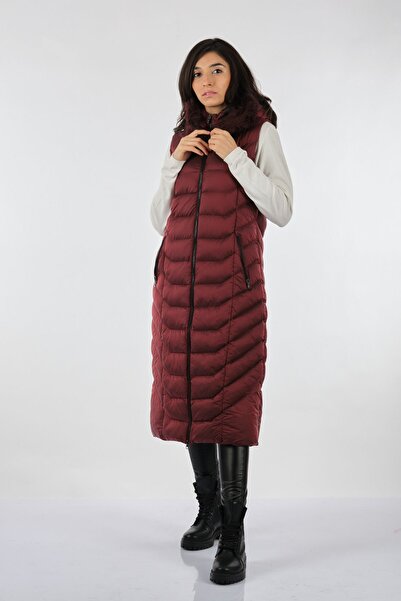 Desen Жіночий жилет з капюшоном, бордовий 21221475