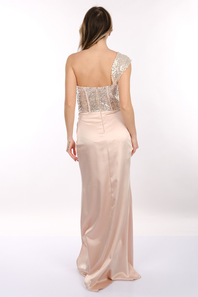 ANKYRA Kadın Tek Omuzlu Korsajlı Abiye Elbise 24Y1211