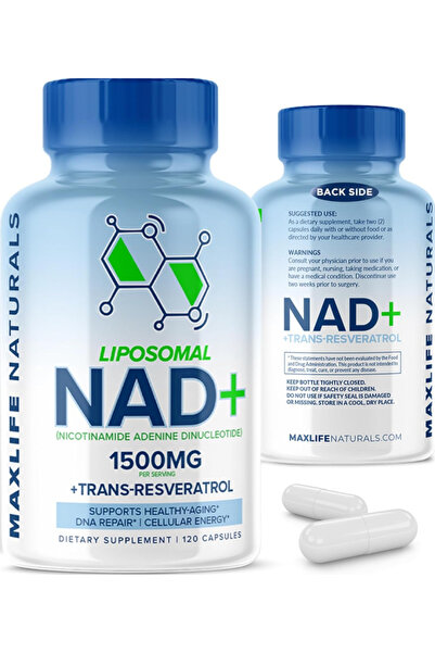 MaxLife Naturals Liposomal NAD+ Trans-Resveratrol Supplement 1500mg - 120 Cap...