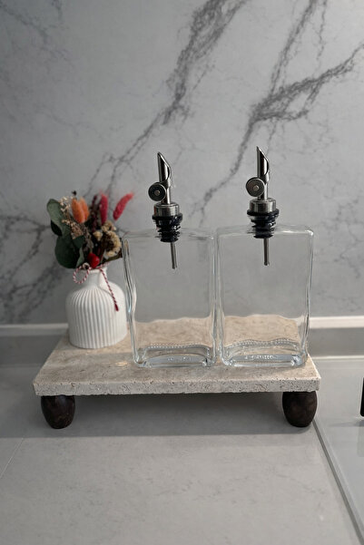 MUGU TERRA OLMO Traverten Sunum Standı Ahşap Ayak 15x30 cm | Doğal Dekor Orga...