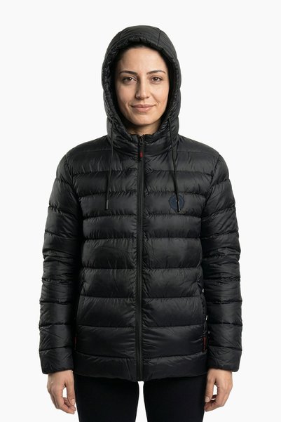 QAWWA Women's Black Windproof Puffer Winter Coat