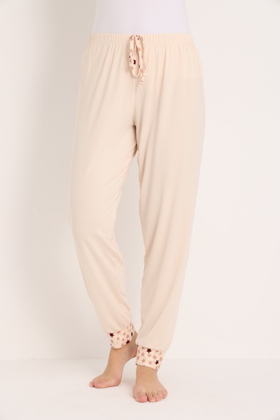 Simmy Kadın Yıldız Detaylı Ekru Pijama Tek Alt