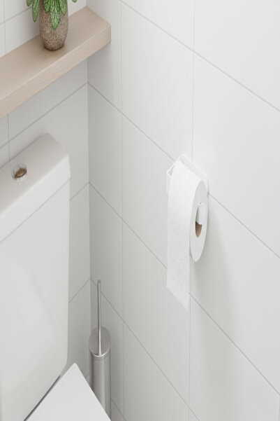 UG Home Λευκή αυτοκόλλητη θήκη για ρολό τουαλέτας Lamalı, θήκη για χαρτί υγεί...