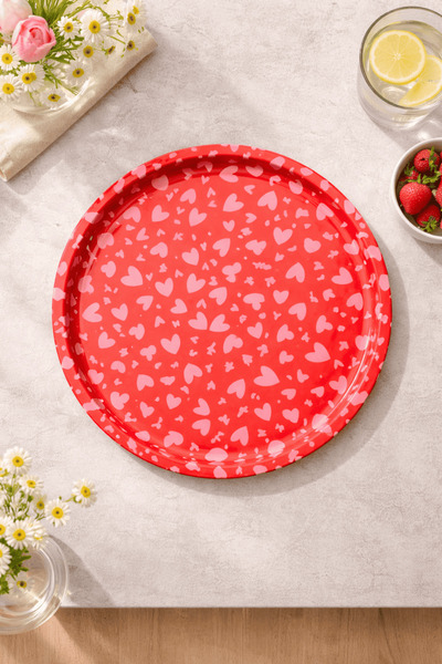 Sarkap Home Pembe Kalpler Metal Tepsi