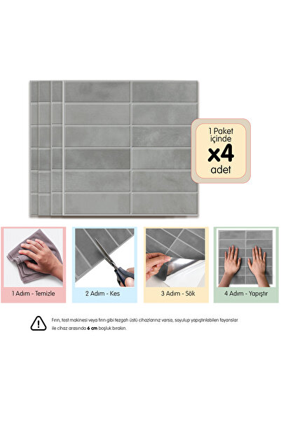 Stickez Tiles 3d Kendinden Yapışkanlı Duvar Karosu 30,5 cm x 30,5 cm (4 ADET)...