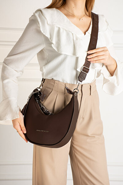 Just Polo حقيبة كتف نسائية وحقيبة يد مع تفاصيل وشاح حريري