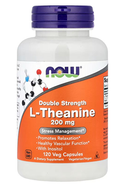Now Foods L-Theanine 200 mg with Inositol, Stress Management, 120 Veg Capsules