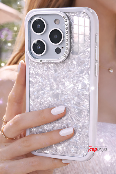 Ceponya غطاء حماية لآيفون 16 برو بتصميم لامع مرصع بالأحجار مع غطاء للكاميرا