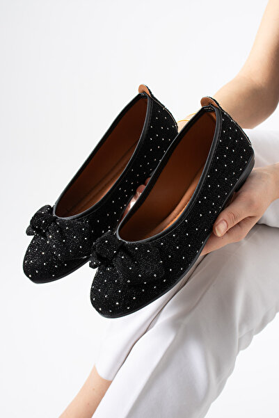 Moda Devrin Balerini negri cu detaliu fundă din piatră importată