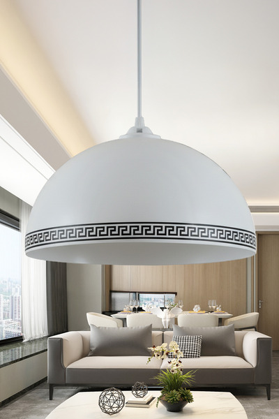 Marrien Luna Luxury Tekli Beyaz Metal Sarkıt (30 cm) Salon, Mutfak & Cafe içi...