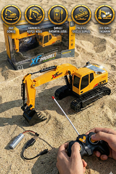 TUENGİ STORE Uzaktan Kumandalı Şarjlı Kepçe Ekskavatör - 360 Derece Dönen Ful...