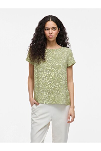 VILA Oberteil mit kurzen Ärmeln Rundhals-