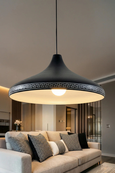 Marrien Nova Luxury Modern Tekli Siyah Metal Sarkıt (35 cm) Salon, Mutfak & C...